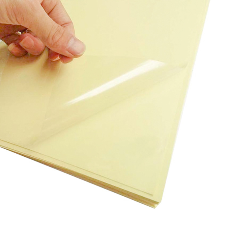 Adesivo UV con pellicola in PET trasparente da 50um con rivestimento in glassine bianca