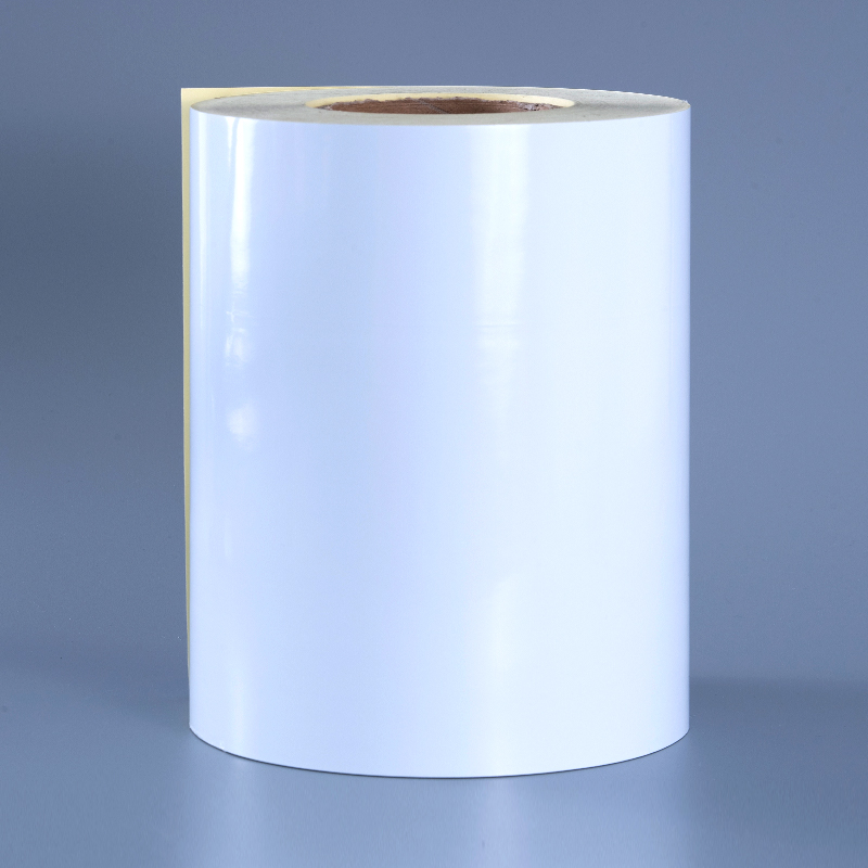 Etichetta autoadesiva in pellicola di poliestere bianca lucida da 50 mic con adesivo rimovibile resistente all'alcool e alle alte temperature