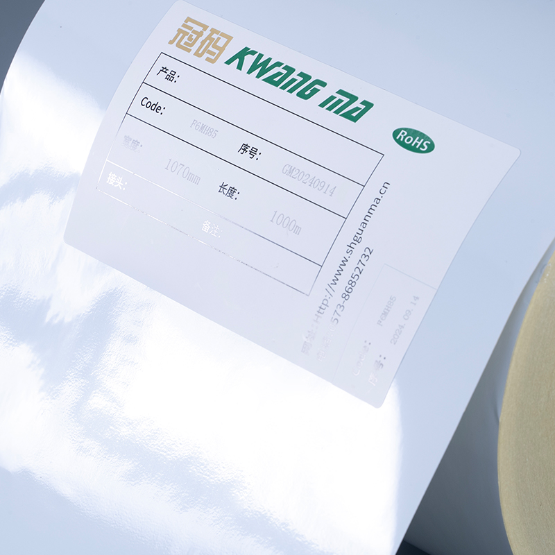 Etichetta autoadesiva in pellicola PET in poliestere bianco lucido da 50 mic con rotolo jumbo adesivo acrilico solvente per stampa digitale