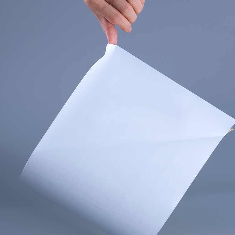 Materiali per etichette in pellicola vinilica PET lucida da 25 mic con rotolo jumbo adesivo acrilico per stampa a getto d'inchiostro