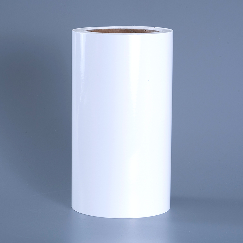 Materiali per etichette in pellicola vinilica PET lucida da 25 mic con rotolo jumbo adesivo acrilico per stampa a getto d'inchiostro