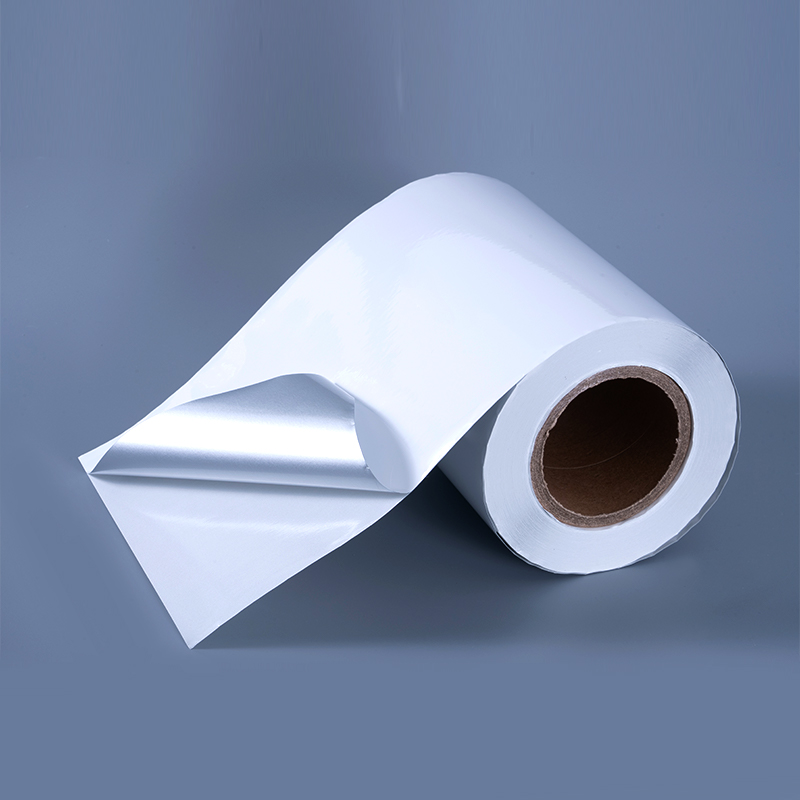 Etichetta autoadesiva in film di poliestere alluminato bianco lucido da 25 mic con adesivo acrilico a base acqua per stampa a getto d'inchiostro